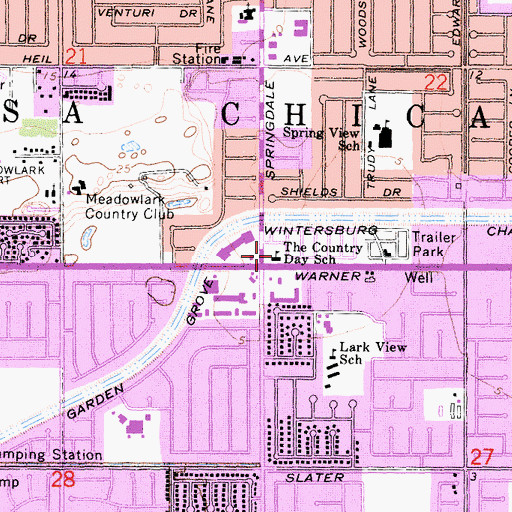 Topographic Map of The Country Day School, CA