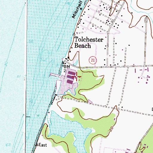 Topographic Map of Tolchester Marina, MD