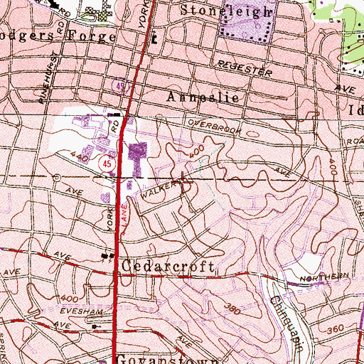 Topographic Map of Towson Bible Church, MD