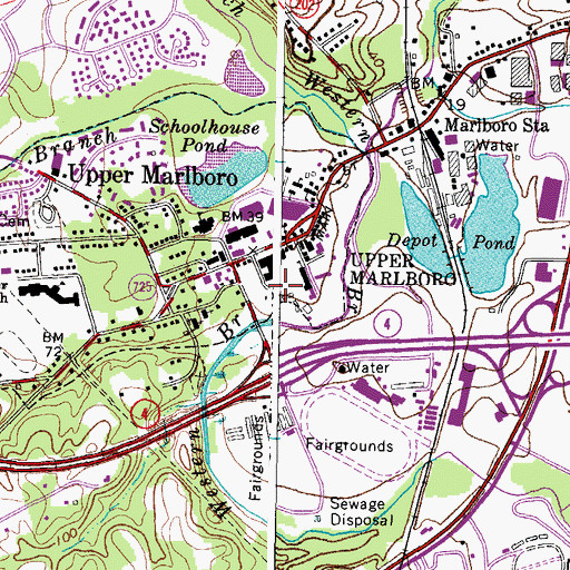Topographic Map of Upper Marlboro Courthouse, MD