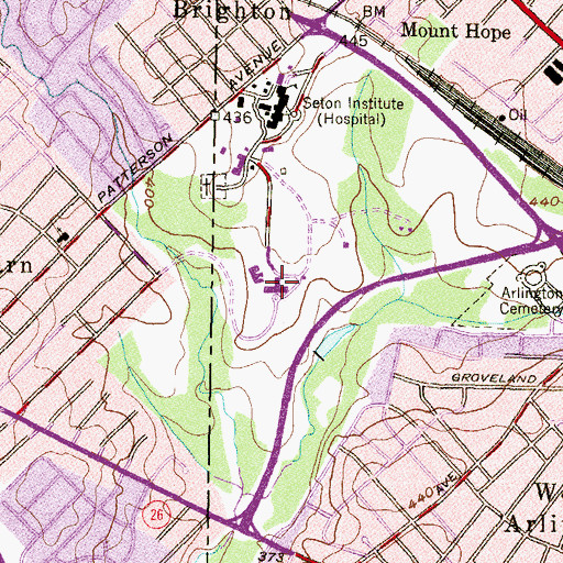 Topographic Map of Villa Saint Michael Nursing and Retirement Center, MD