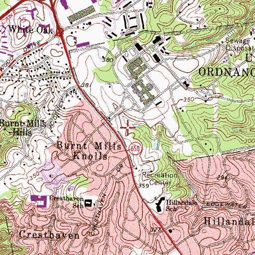 Topographic Map of White Oak Golf Course, MD