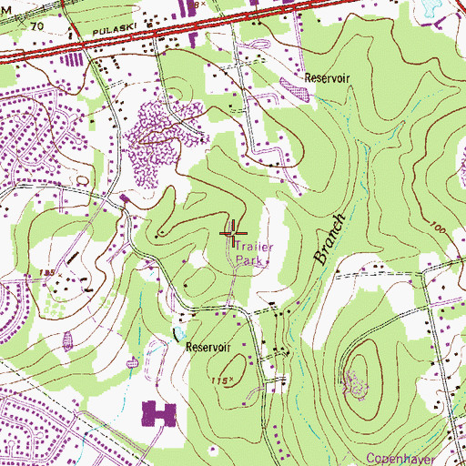 Topographic Map of Williams Mobile Home Park, MD