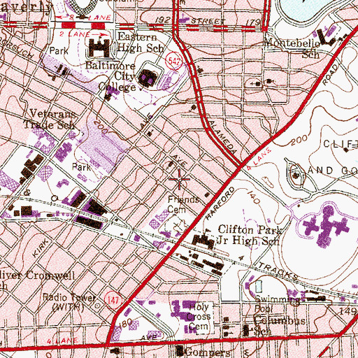 Topographic Map of Wilson Park Holy Church of Power, MD