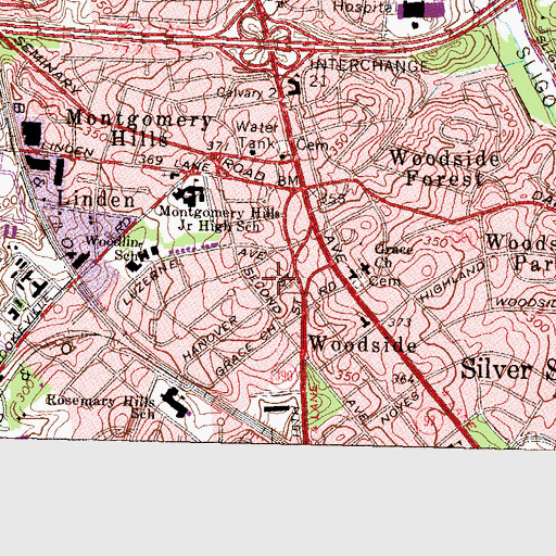 Topographic Map of Woodside Center Nursing Home, MD