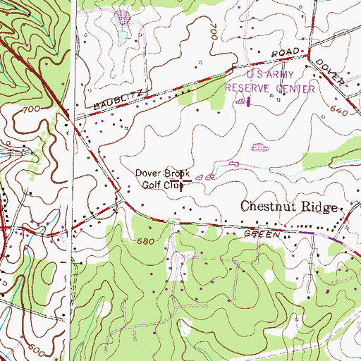 Topographic Map of Worthington Valley Country Club, MD