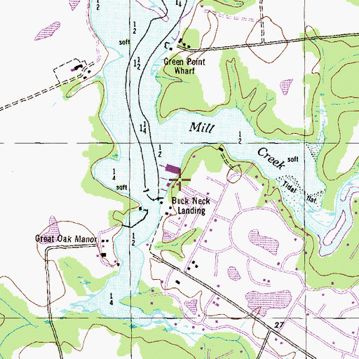 Topographic Map of Worton Creek Marina, MD