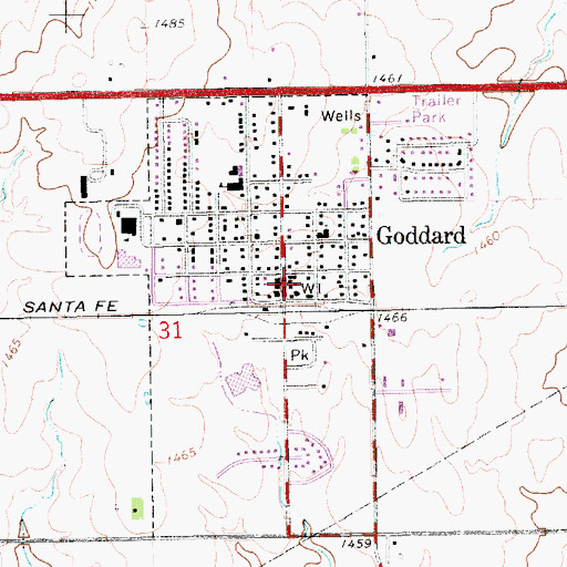 Topographic Map of Goddard Police Department, KS