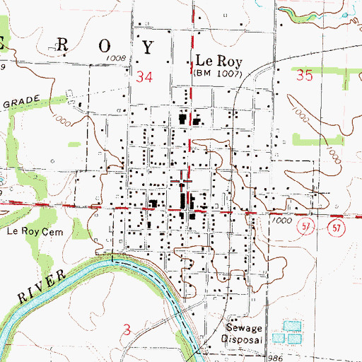 Topographic Map of Leroy Police Department, KS