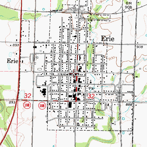 Topographic Map of Erie Police Department, KS