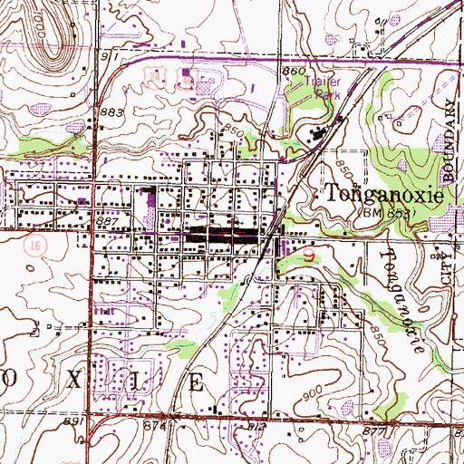 Topographic Map of Tonganoxie Police Department, KS
