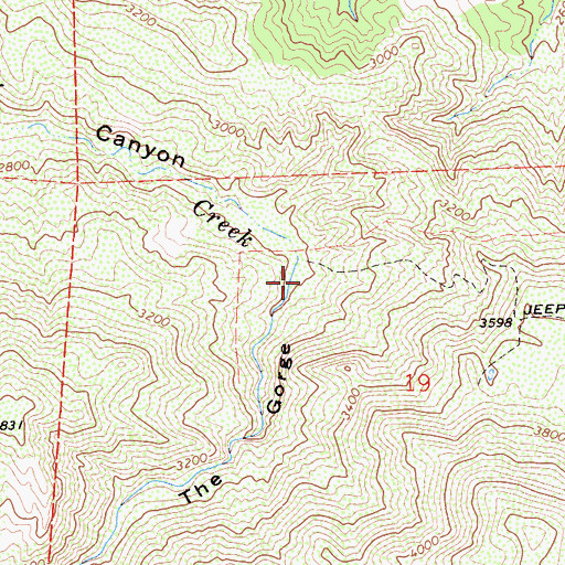 Topographic Map of The Gorge, CA