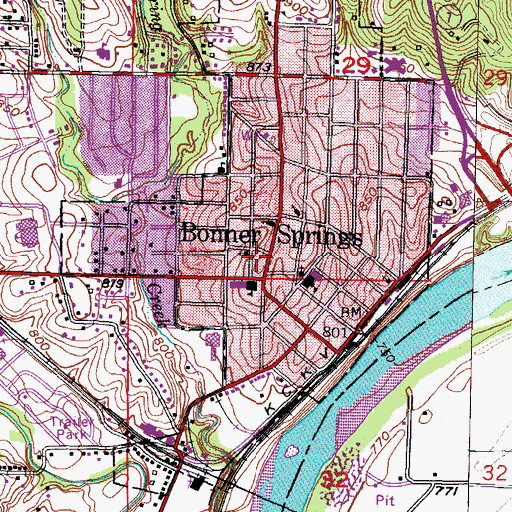 Topographic Map of Bonner Springs Police Department, KS