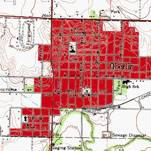 Topographic Map of Oberlin Police Department, KS