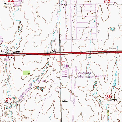 Topographic Map of Kansas Highway Patrol Troop F Butler, KS