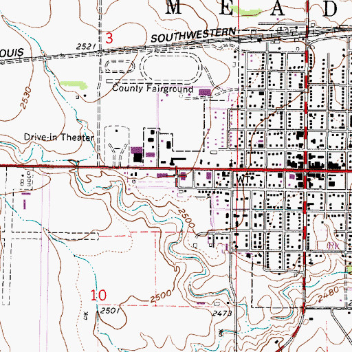 Topographic Map of Meade Police Department, KS
