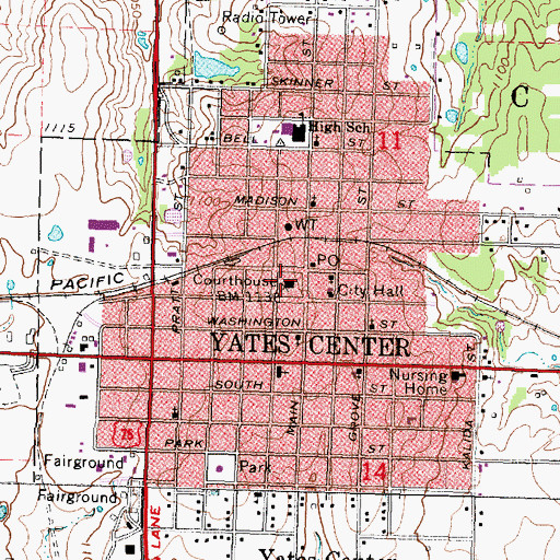 Topographic Map of Woodson County Sheriff's Office, KS