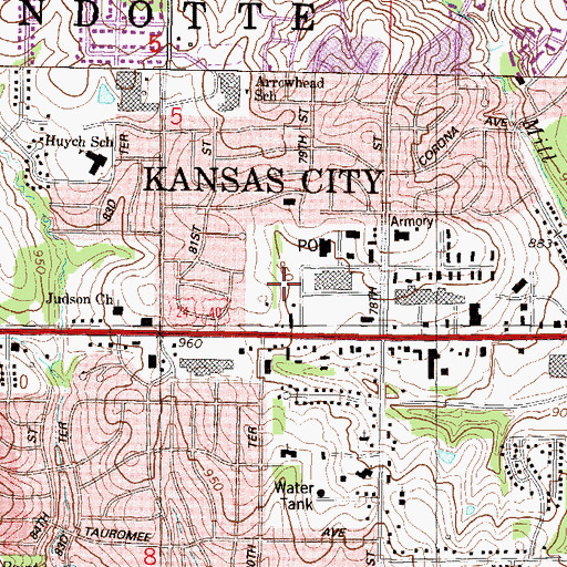 Topographic Map of Kansas City Kansas Police Training Academy, KS