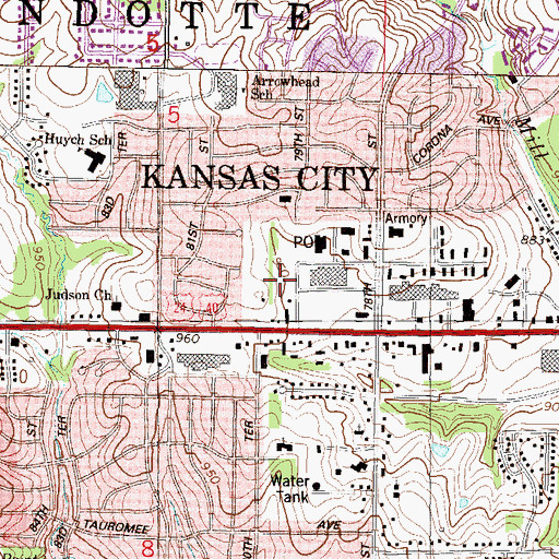 Topographic Map of Kansas City Kansas Police Training Academy, KS