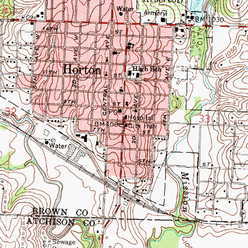 Topographic Map of Horton Police Department, KS