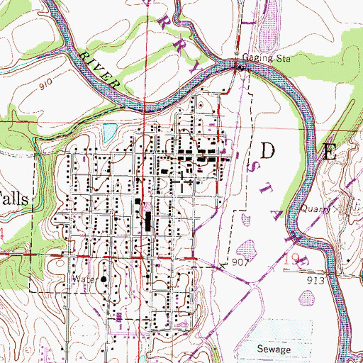 Topographic Map of Valley Falls Police Department, KS