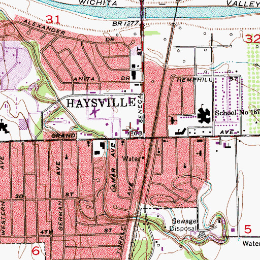 Topographic Map of Haysville Police Department, KS