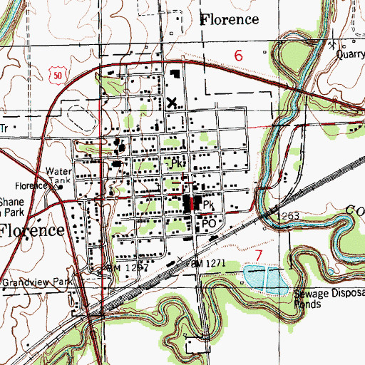 Topographic Map of Florence Police Department, KS