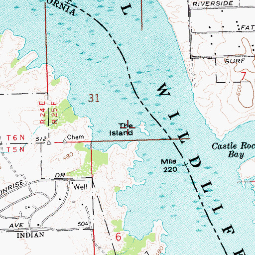 Topographic Map of The Island, CA