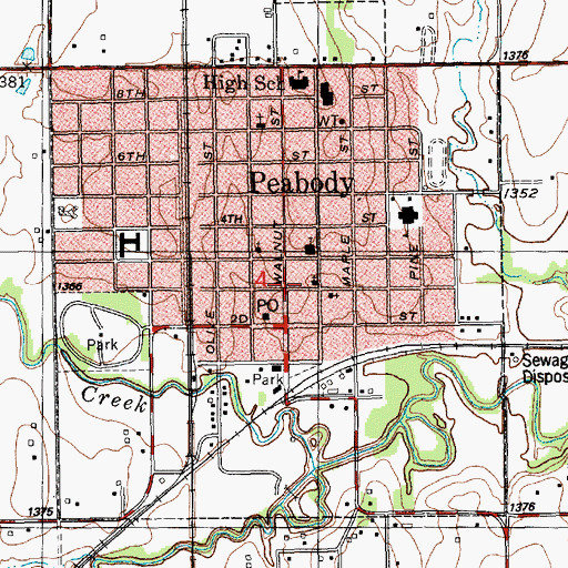 Topographic Map of Peabody Police Department, KS