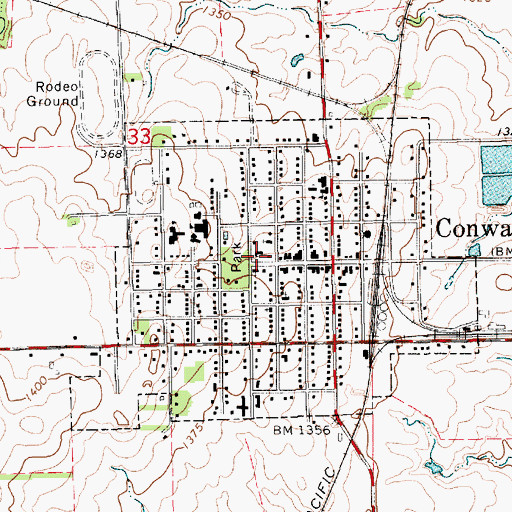 Topographic Map of Conway Springs Police Department, KS
