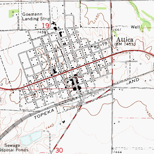 Topographic Map of Attica Police Department, KS
