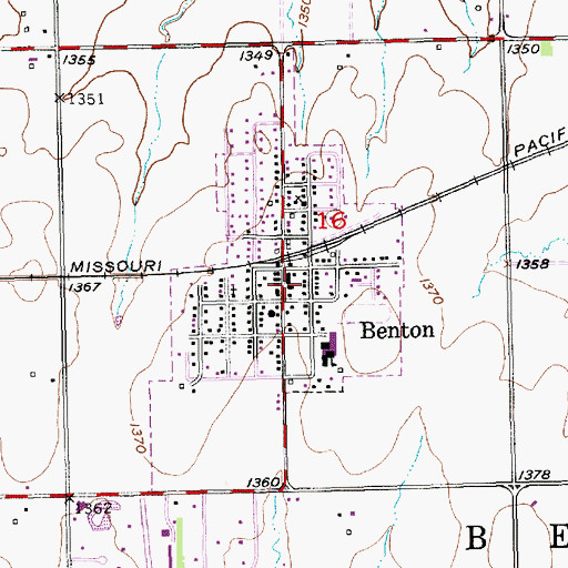 Topographic Map of Benton Police Department, KS