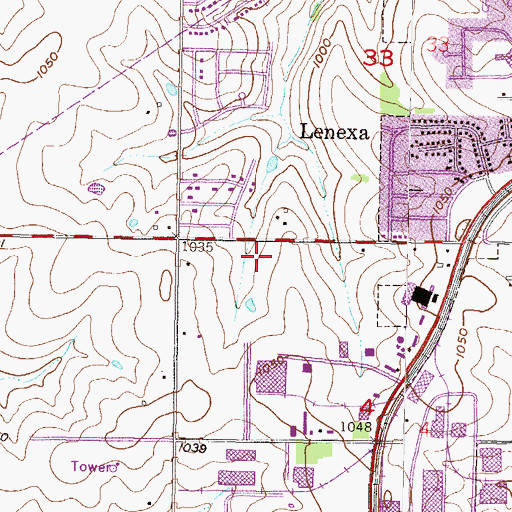 Topographic Map of Kansas Department of Wildlife and Parks Kansas City Office, KS
