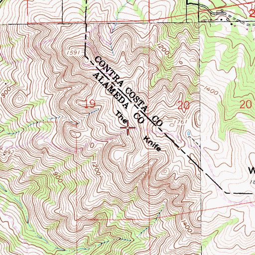 Topographic Map of The Knife, CA
