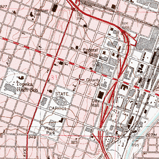 Topographic Map of Kansas Highway Patrol Headquarters Police Department, KS