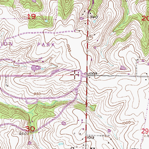 Topographic Map of Johnson County Park Police, KS