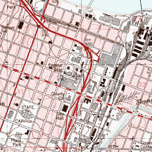 Topographic Map of United States Marshal's Service Topeka, KS