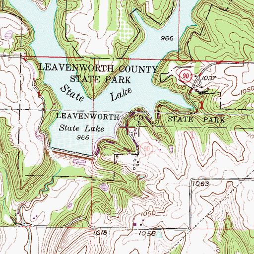 Topographic Map of Leavenworth State Fishing Lake and Wildlife Area, KS