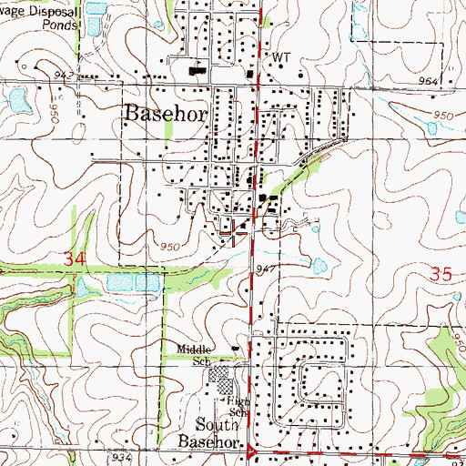 Topographic Map of Basehor Police Department, KS