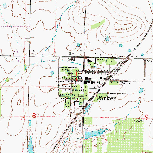 Topographic Map of Parker Police Department, KS