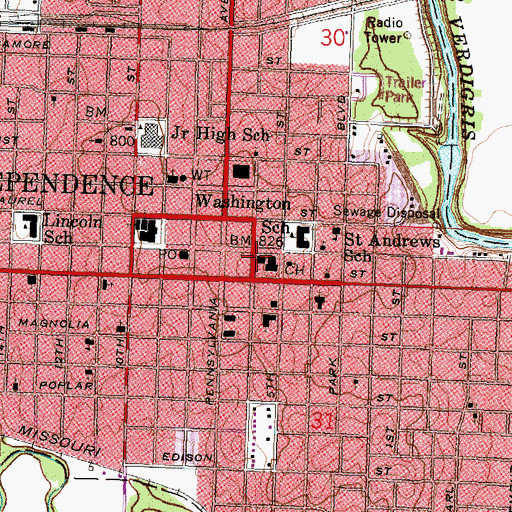 Topographic Map of Independence Police Department, KS