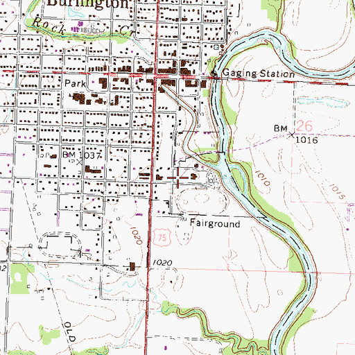 Topographic Map of Burlington Police Department, KS