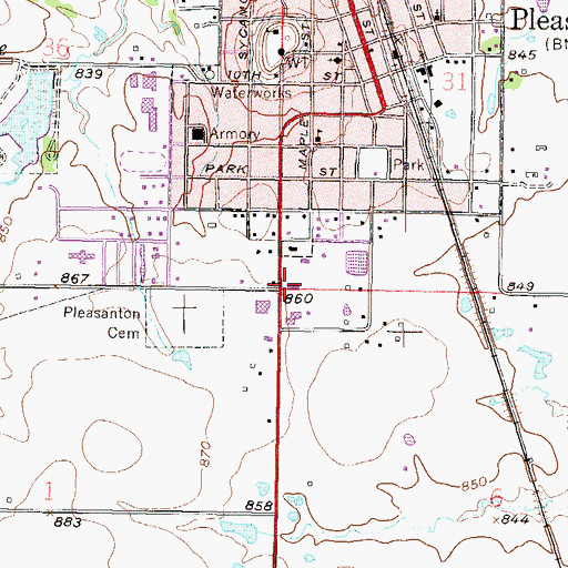 Topographic Map of Pleasanton Police Department, KS