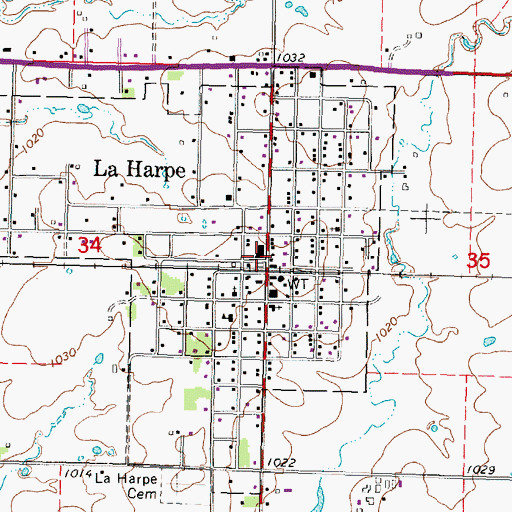 Topographic Map of La Harpe Police Department, KS