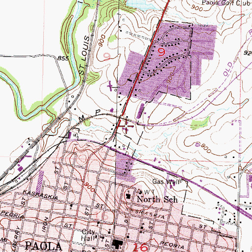 Topographic Map of Paola Police Department, KS