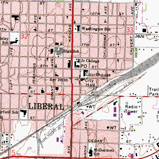 Topographic Map of Liberal Police Department, KS