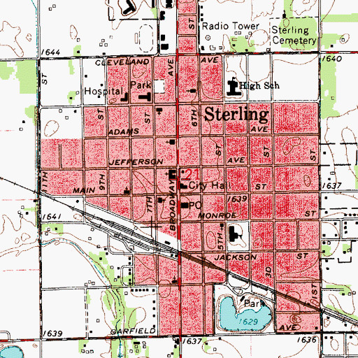 Topographic Map of Sterling Police Department, KS