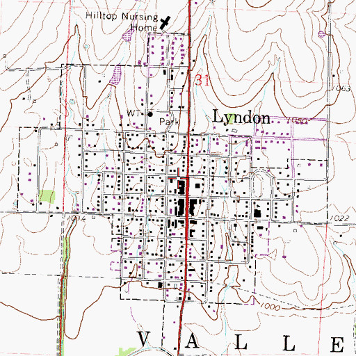 Topographic Map of Lyndon Police Department, KS