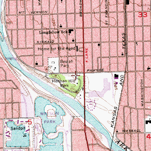 Topographic Map of Wichita Police Department Patrol South Substation, KS