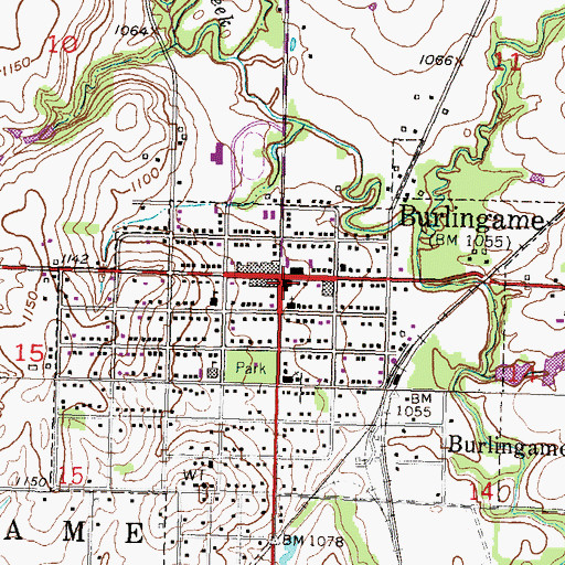 Topographic Map of Burlingame Police Department, KS